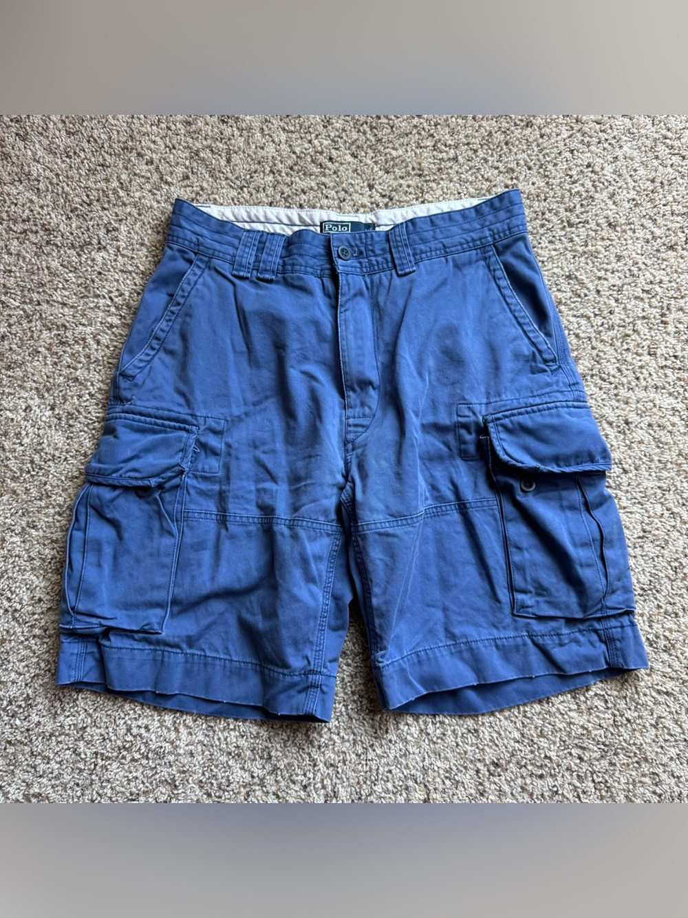 Vtg Polo Ralph Lauren Cargo Shorts Mens 32 Blue Cotton Utility Y2K Classic Fit